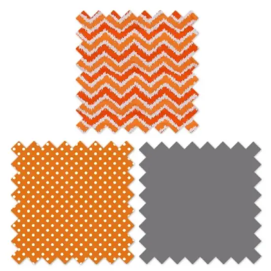 Bacati - Mix n Match Chevron/Dots Crib Rail Guard set of 2 Covers Orange/Gray image {5}