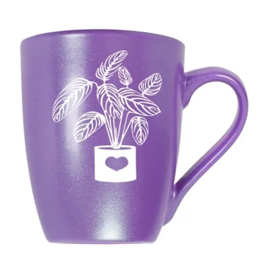 Elanze Designs Botanical Foliage Nature Coffee Cup Mug 10 Ounce Ceramic With Shimmery Metallic Finish Elegant Minimalist Calathea in Heart Planter image {5}