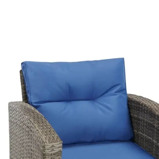 5pc Wicker Outdoor Conversation Set Blue/Brown - EDYO LIVING image {7}