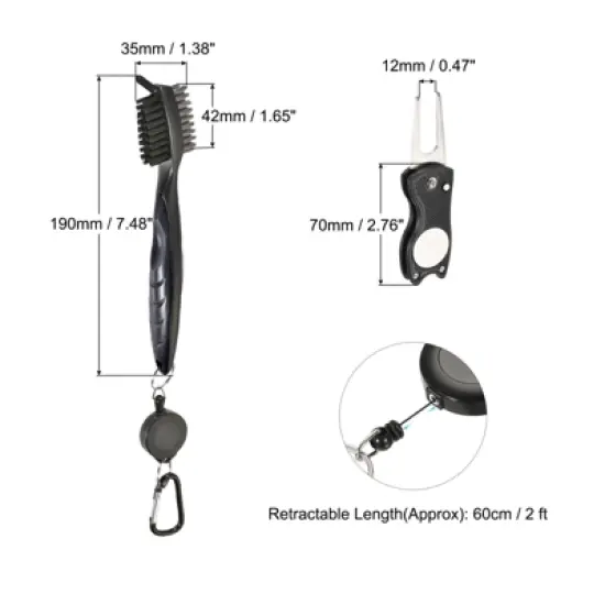 Unique Bargains Double-Sided Retractable Dust Groove Cleaning Golf Club Brush and Divot Tool Set image {1}