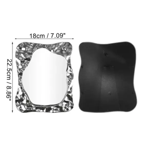 Unique Bargains Water Wave Pattern Square Cosmetic Mirror Silver Tone 1 Pc image {1}