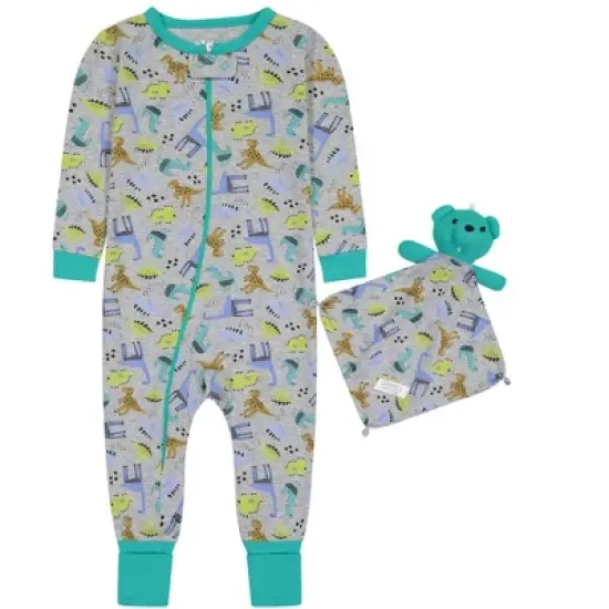 Sleep On It Infant Boys Little Dino Zip-Front Coverall Pajama image {3}