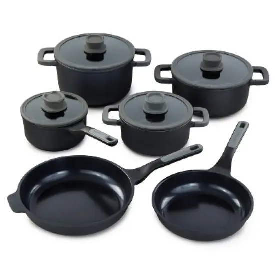 BergHOFF Leo Stone+ 10Pc Nonstick Ceramic Cookware Set With Glass Lid, Recycled Cast Aluminum image {10}