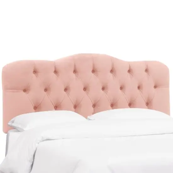 Twin Tufted Headboard in Velvet Blush Pink - Skyline Furniture image {1}