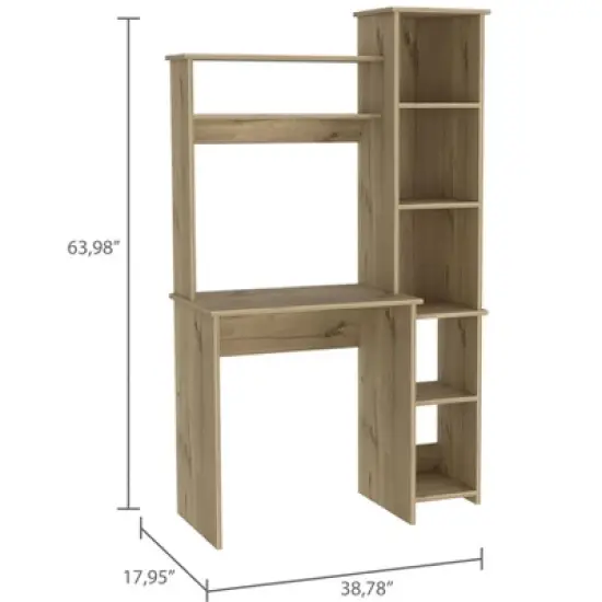 NicBex Computer Desk with Storage Hutch,Office Desk with 2 Shelves,Gaming Desk with 5 Open Compartments,Work Desk for Home Office image {4}