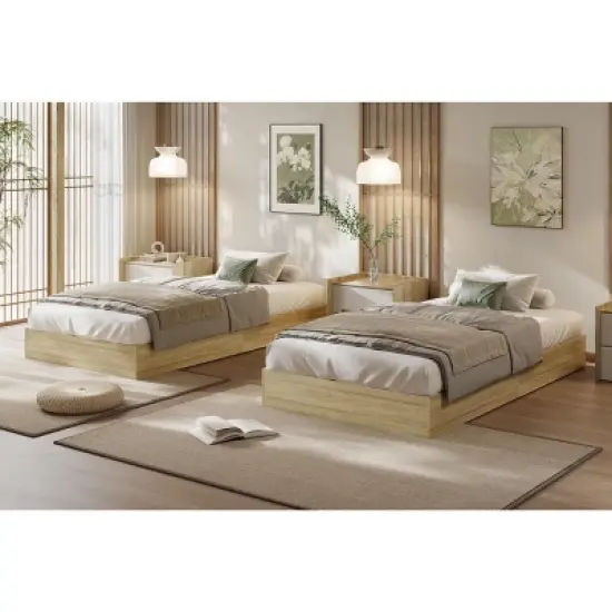 Wood Platform Bed Frame,Wooden Bed Frame Without Headboard, Wood Slat Support,No Box Spring Needed, Easy Assembly image {6}