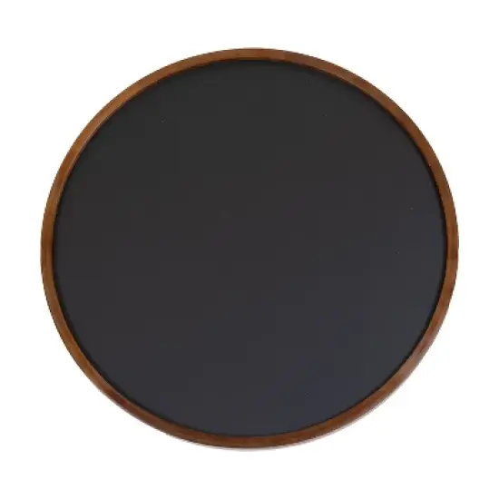 Sunnydaze Round Magnetic Chalkboard for Wall with Pine Frame, Chalk, and Eraser - Rustic Brown image {10}