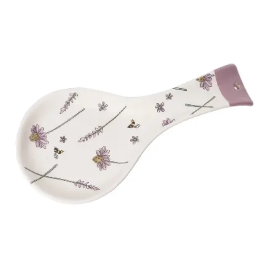Transpac Dolomite 9 in Multicolor Lavender and Lilac Spoon Rest for Everyday Use image {1}