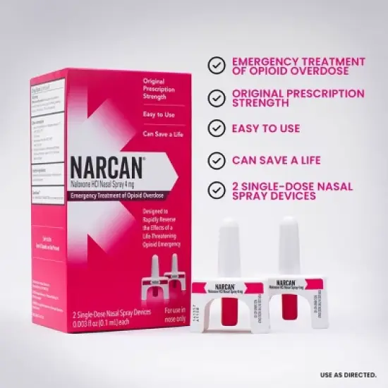 NARCAN Nasal Spray 4mg Single Dose Opioid Overdose Emergency Treatment - 2ct image {3}