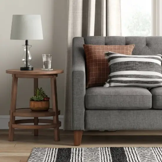 Haverhill Round Wood End Table Weathered Brown - Threshold&trade; image {1}