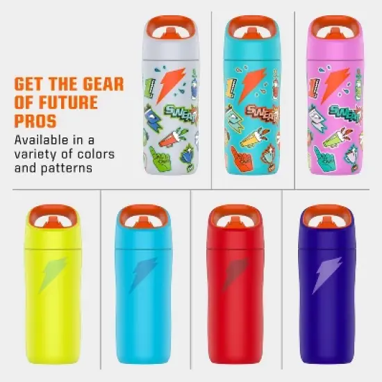 Gatorade 12oz Stainless Steel Water Bottle - White: Portable Drinkware, Plastic Lid image {6}