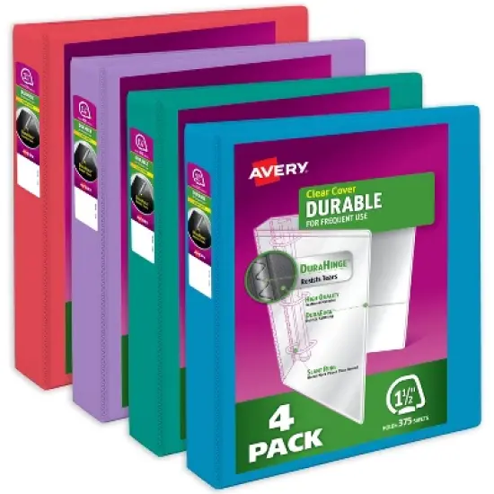 Avery Durable View 1.5" Binders, Bright Colors (4-Pack of 05687) image {8}
