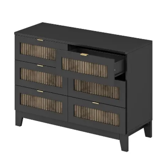 4-Piece Bedroom Sets, Full/Queen Size Farmhouse Platform Bed with Wooden Strip Decoration, Storage Nightstand and Dresser 4B - ModernLuxe image {9}