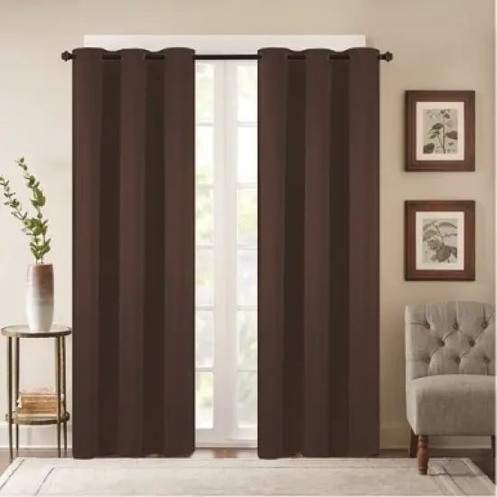 38" x 84" Solid Blackout Thermal Grommet Curtain Panels (Set of 2 Black) image {11}
