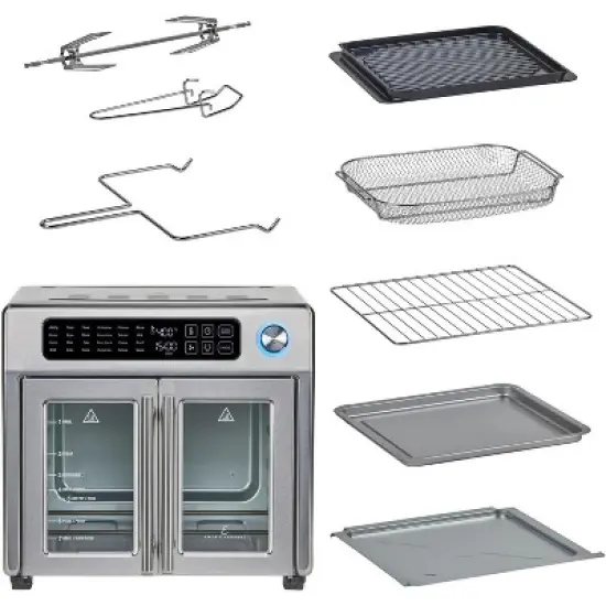 Emeril Lagasse Extra Large French Door Air Fryer Toaster Oven Combo, 25 Cooking Functions w/ Digital Controls, 7 Accessories, Stainless Steel Finish image {4}