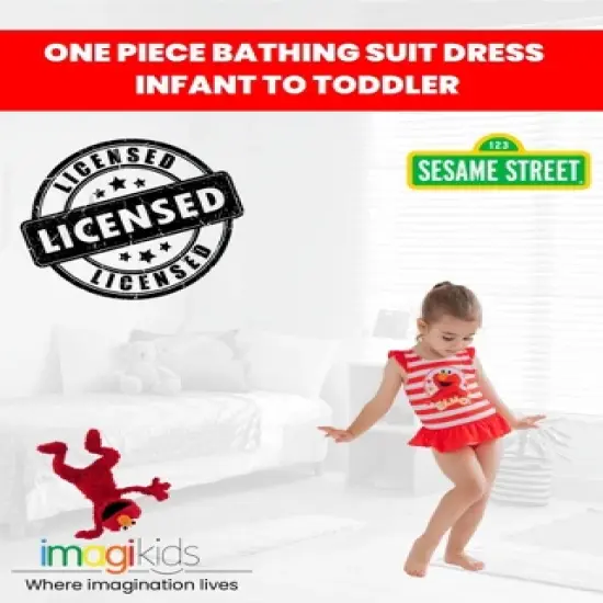 Sesame Street Elmo Girls One Piece Bathing Suit Toddler image {1}