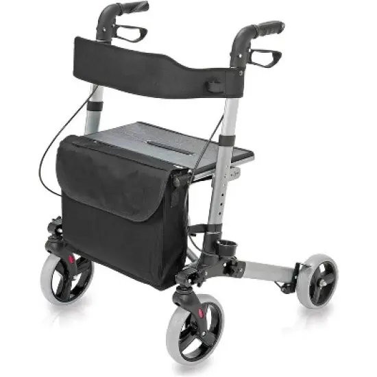 HealthSmart Walker Rollator with Seat and Backrest, Adjustable Handle Height, FSA HSA Eligible, Removable Storage Bag and a Durable Lightweight Frame image {3}
