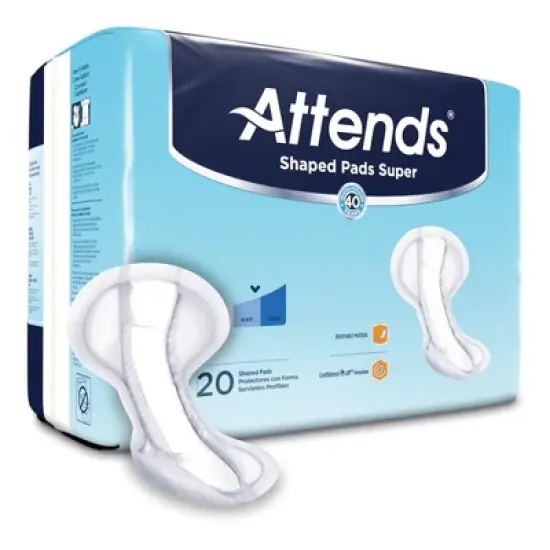 Attends Shaped Pads Super Unisex Incontinent Pad Contoured 13 X 27.2 Inch SPSA, 80 Ct image {4}