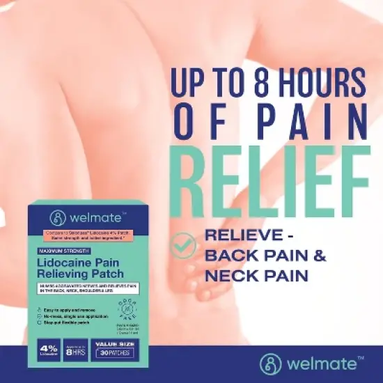 WELMATE Lidocaine 4% Maximum Strength Pain Relief Patch - 30ct image {2}
