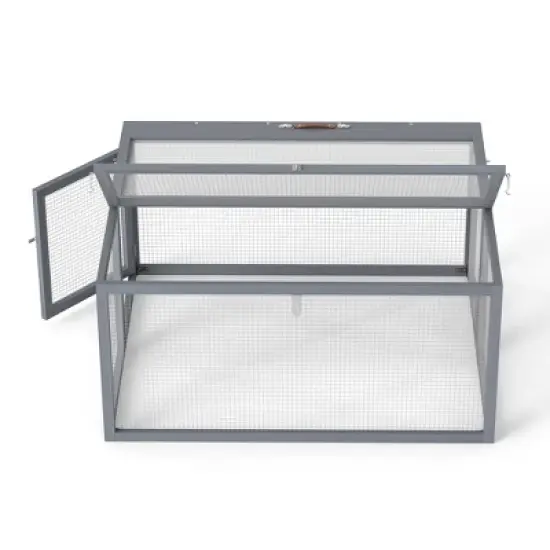 SEVOBAL Pet Crates and Houses Folding Rabbit Hutch Lockable Doors Ground Stakes for Indoor and Outdoor Patio Garden Deck, Gray, 43.3"*37"*21.3" image {3}