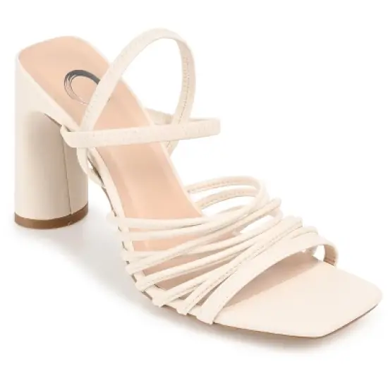 Journee Collection Womens Hera Open Square Toe High Block Heel Sandals image {11}