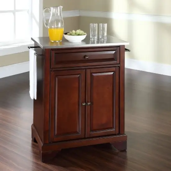 Lafayette Stainless Steel Top Portable Kitchen Island/Cart Mahogany - Crosley image {1}