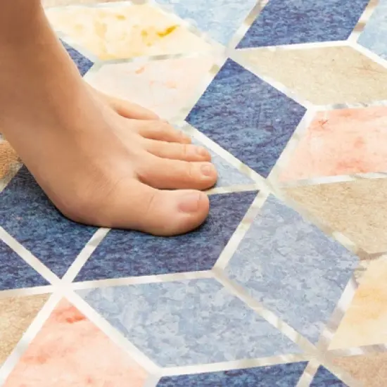 2 Piece Set Anti Fatigue Kitchen Floor Mats, Diamond Pattern Comfort Cushioned Standing Rugs Waterproof, 2 Sizes image {3}