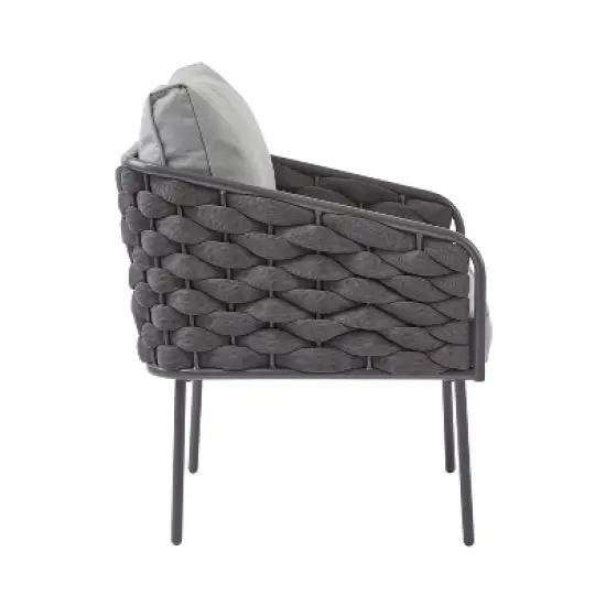 Christopher Knight Home Ebert 4 Pieces Outdoor Modern Rope Weaving Metal Seating Set with Cushion image {5}