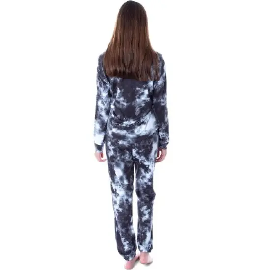 Def Leppard Logo Long Sleeve Womens' Rock Band Tie Dye Lounge Jogger PJ Set Black image {1}