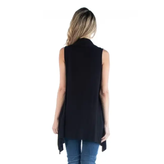 24seven Comfort Apparel Draped Open Front Cardigan Vest image {1}