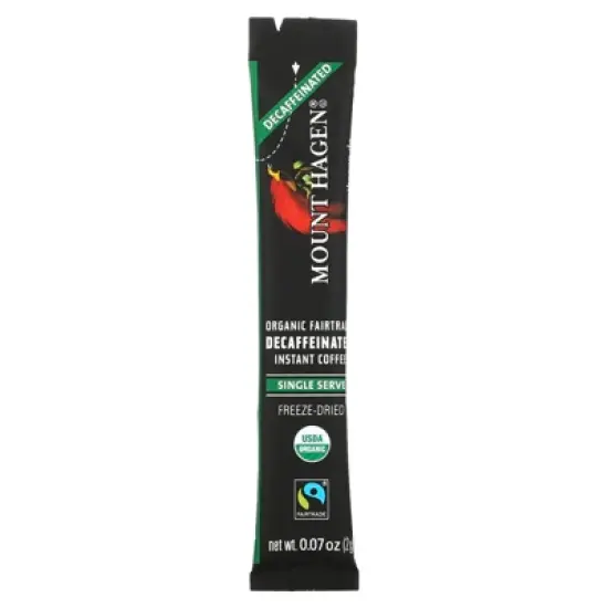 Mount Hagen Organic Fairtrade Instant Coffee, Decaffeinated, 25 Single Serve Sticks, 1.76 oz (50 g) image {2}