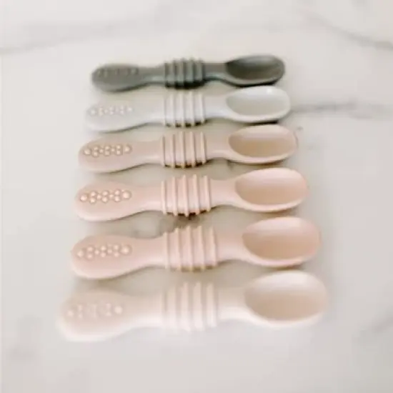 Simka Rose 6pc Silicone Baby and Toddler Spoon Set, Multicolor image {3}