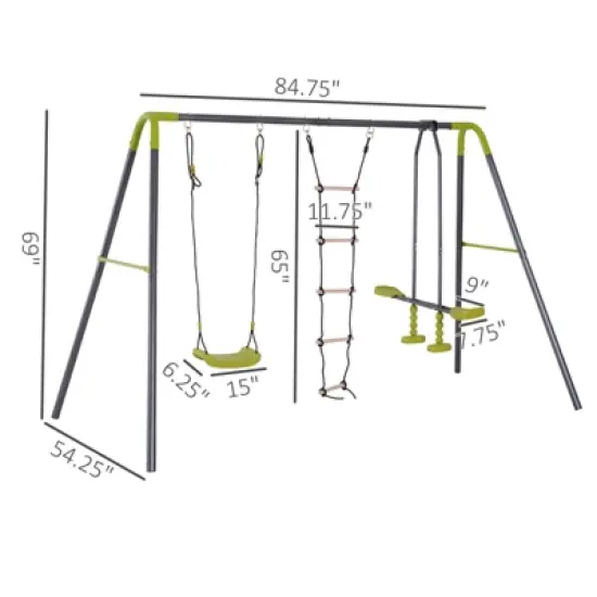 Dexmalle 3 in 1 Kids Metal Swing Set image {4}