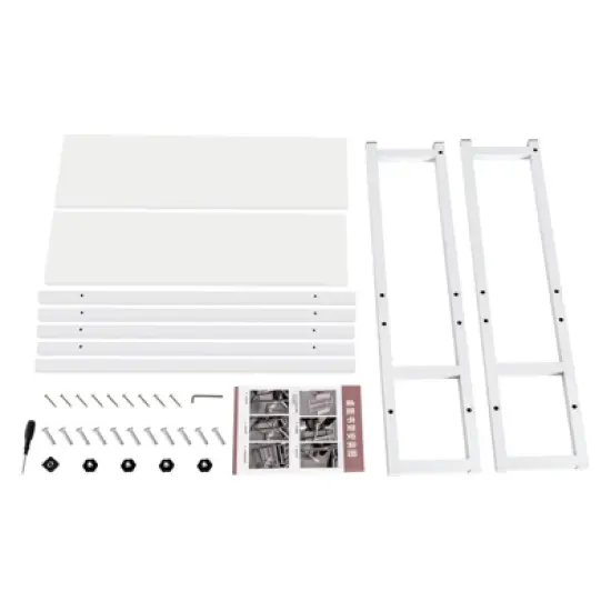 YIYIBYUS Computer Desktop Bookcase 2-Tier Multipurpose White Countertop Wood Rack Organizer image {4}