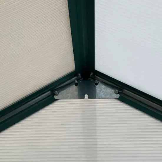 Outsunny Aluminum Greenhouse Polycarbonate Walk-in Garden Greenhouse Kit with Adjustable Roof Vent, Rain Gutter and Sliding Door image {4}