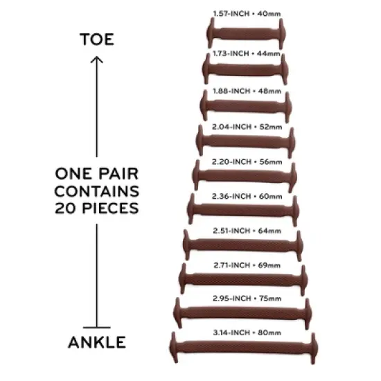 The Original Stretchlace No-Tie Silicone Elastic Shoelaces &ndash; Brown Tieless Shoe Laces (1 Set) image {2}