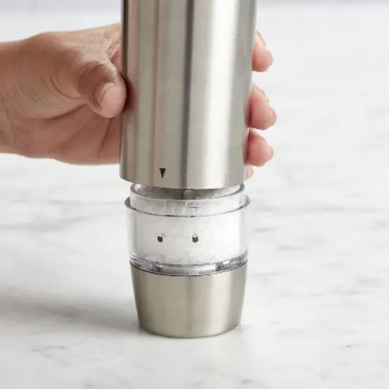 Kamenstein USB Rechargeable Dual Salt and Pepper Grinder: Stainless Steel Seasoning Shakers, Silver, 8.93" Height image {6}