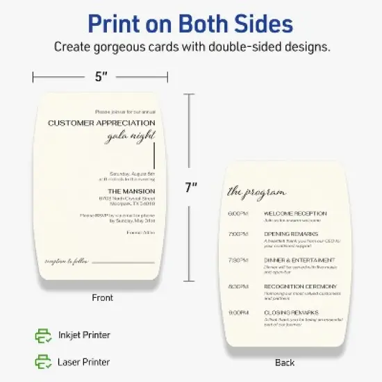 Avery Arched Rectangle Flat Cards, 5" x 7", Matte Ivory, 20 Total image {5}
