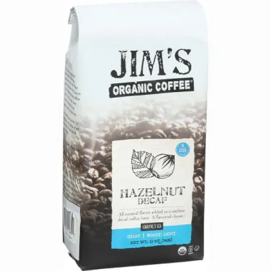 Jim's Organic Coffee Ground Coffee - Hazelnut Decaf image {4}