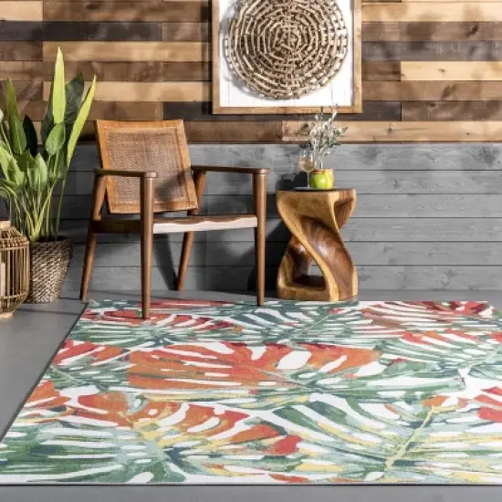 nuLOOM Contemporary Floral Janice Indoor/Outdoor Patio Area Rug image {7}