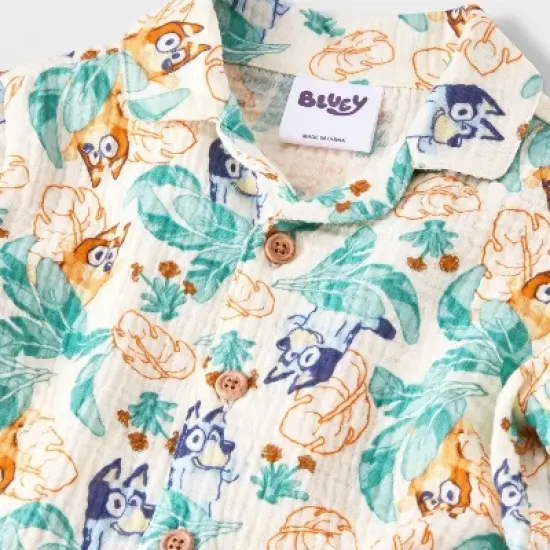 Baby Boys' 2pc Bluey Gauze Button-Up Top & Shorts Set - Ivory image {2}