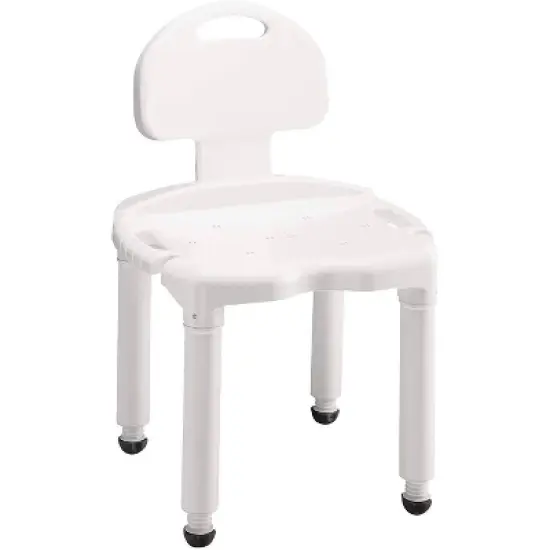 Carex Universal Bath Seat with Back - Height-Adjustable Plastic Shower/Bath Bench - White image {6}