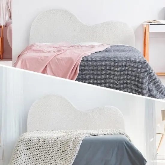 MaseiKar Cloud Shaped Queen Headboard Only, Foam Filled Headboard Gap Filler, Creative White Faux Fleece Wall Panel for Bedroom Decor Aesthetic image {7}