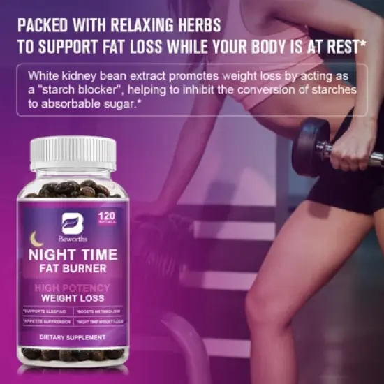 B Beworth Night Time Fat Burner Capsules, 120ct image {2}