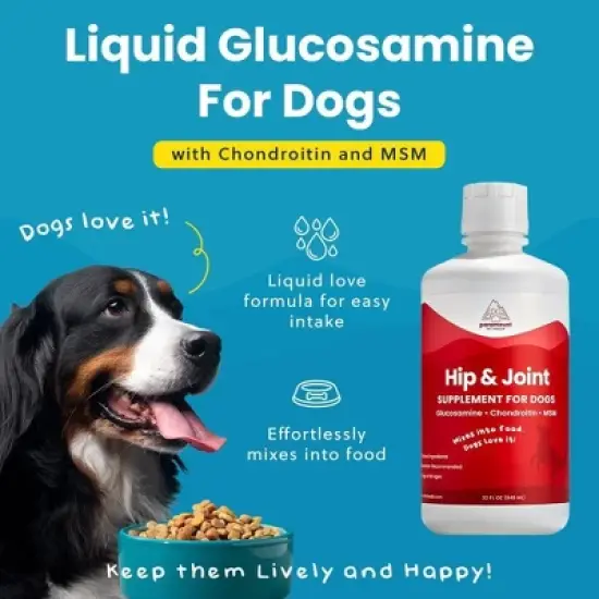 Liquid Glucosamine for Large Dogs , 1600mg Glucosamine Chondroitin MSM, Hip & Joint Supplement , Liquid Arthritis Relief & Mobility Support, 32 oz image {3}