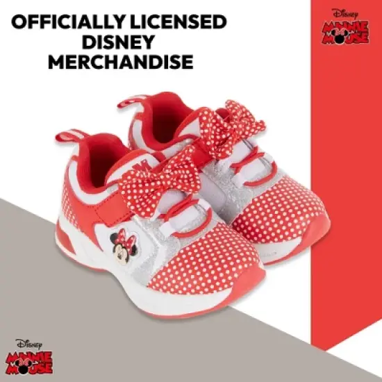 Disney's Minnie Mouse Girls Sneakers - Slip On Elastic Lace Sneakers - Minnie Mouse Polka Dot and Bows - Everyday Shoes for Kids (Red, 7) image {5}