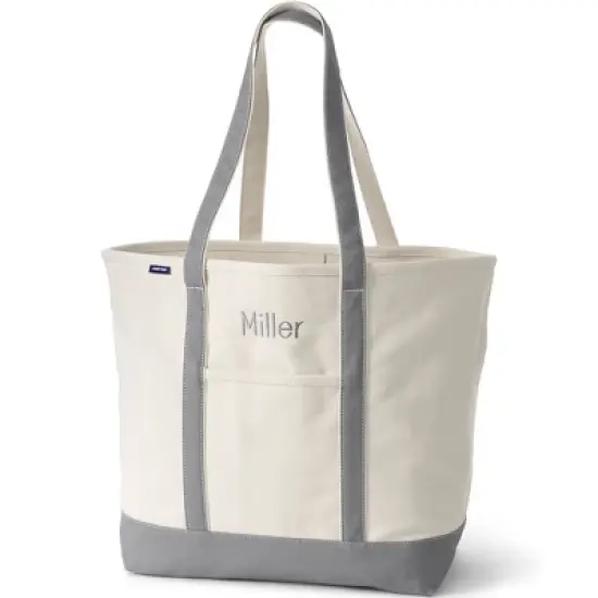 Lands' End Open Top Long Handle Canvas Tote Bag image {5}