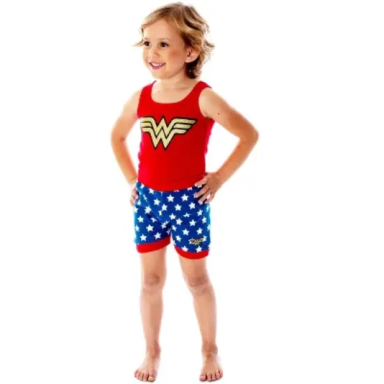 DC Comics Girls Wonder Woman Logo Tank Top And Shorts Pajama Set Wonder Woman Logo image {1}