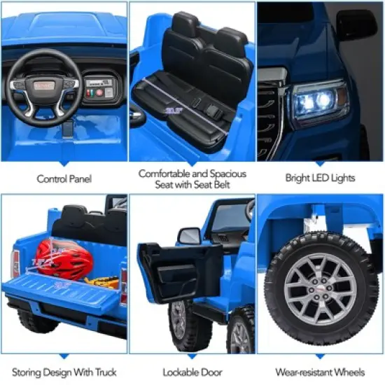 2-Seater Ride On Truck Car, 24V 7AH Battery Powered Electric Vehicle with Remote Control, LED Lights, Safety Belt, Music, Ride On Toy for Kids 3-10 image {1}