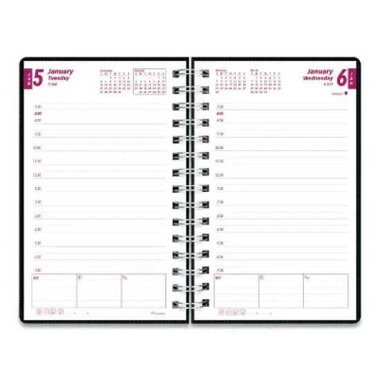 DuraFlex Daily Planner, 8 x 5, Black Cover, 12-Month (Jan to Dec): 2026 image {1}